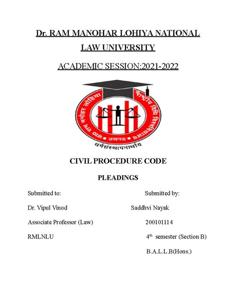 CIVIL PROCEDURE CODE (CPC) Project on Pleadings Analysis & Amendments ...