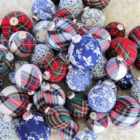 Chinoiserie & Tartan Plaid Inspired Christmas Ornaments, JUMBO SET ...