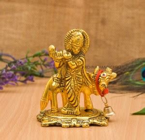 Archna Handicraft Lord Krishna With Cow (Size :: 4x2.5 ") Decorative ...
