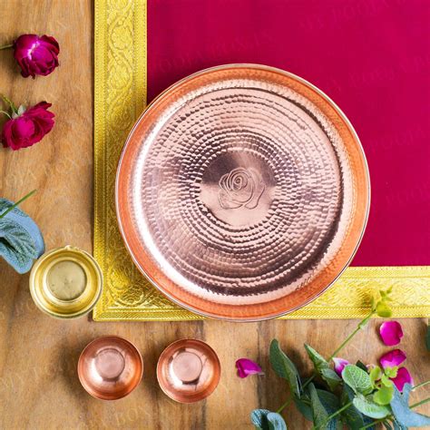 Buy Divinity Pooja Thali Set - Rose Gold - Online in India - My Pooja Box