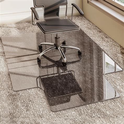 GLSLAND Irregular Tempered Glass Floor Mat - 36" x 48" Office Chair Mat ...