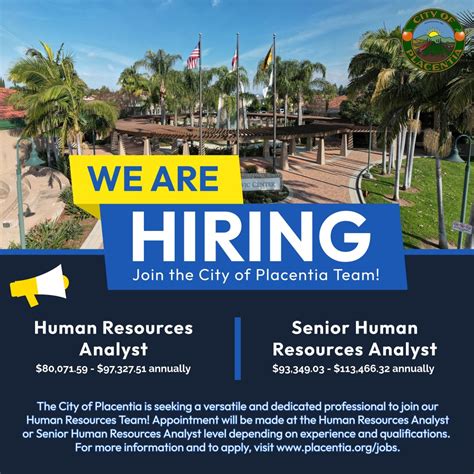 We're hiring! The City of Placentia is seeking a versatile and ...