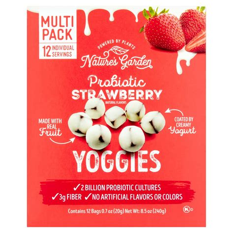 Nature's Garden Probiotic Strawberry Yoggies Multi Pack, 0.7 oz, 12 ...