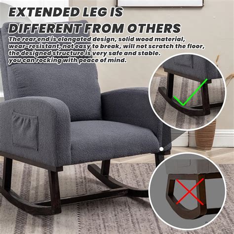 Buy HOMYKA Teddy Fabric Rocking Glider Chair Nursery with Side Pocket ...