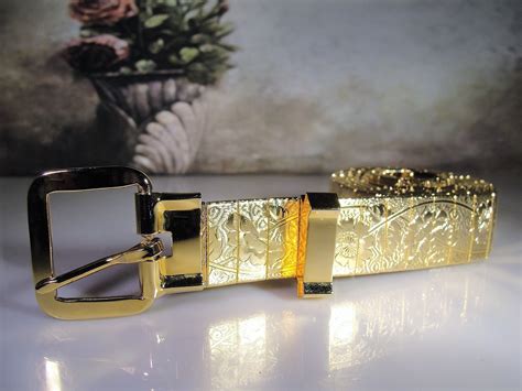 Gold Etched Metal Belt, Chased Belt, Gold Plated Metal Belt, Floral ...