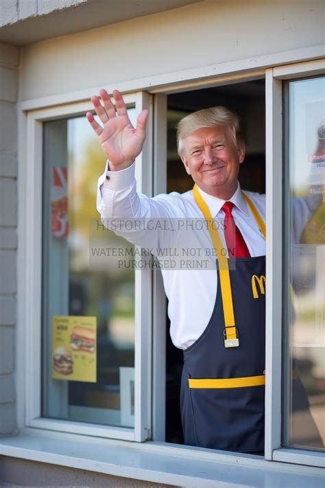 PRESIDENT DONALD TRUMP WAVING OUT OF MCDONALDS DRIVE-THROUGH 4X6 AI ...
