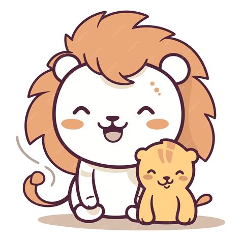 Premium Vector | Cute little lion with cat cartoon style