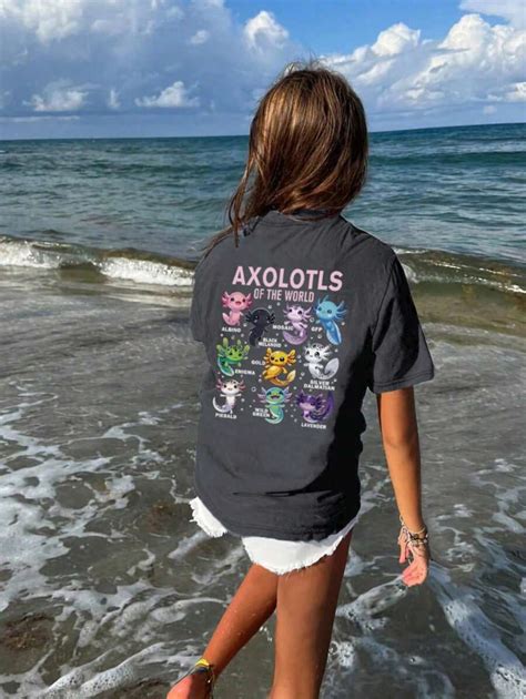 A Casual Printed Round Neck Pullover Short Sleeved T-Shirt For Girls ...