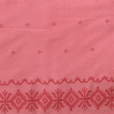 Pure Cotton Handloom Jamdani Dark Peach with Red Butti And Border Desi ...