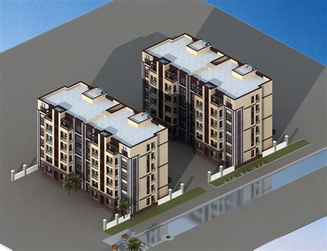 现代多层住宅楼3dmax 模型下载-光辉城市