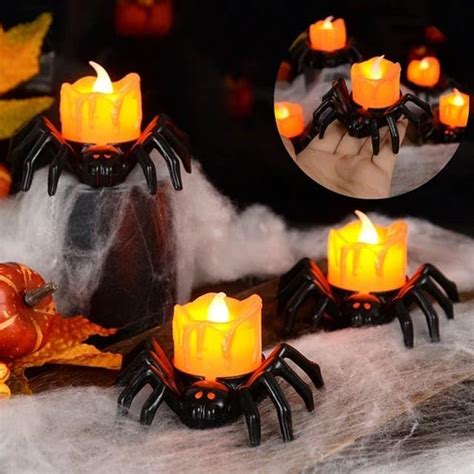 Buy PartySanthe LED Halloween Spider Candle Lights LED Pumpkin ...