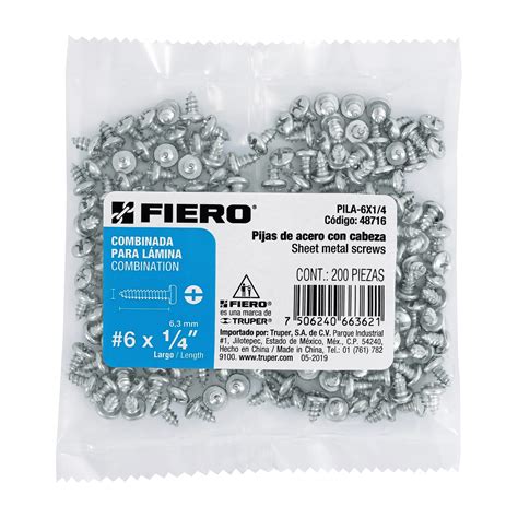 Bolsa con 200 pijas para lámina, #6 x 1/4, FIERO - Truper - Grupo Ferre-Max