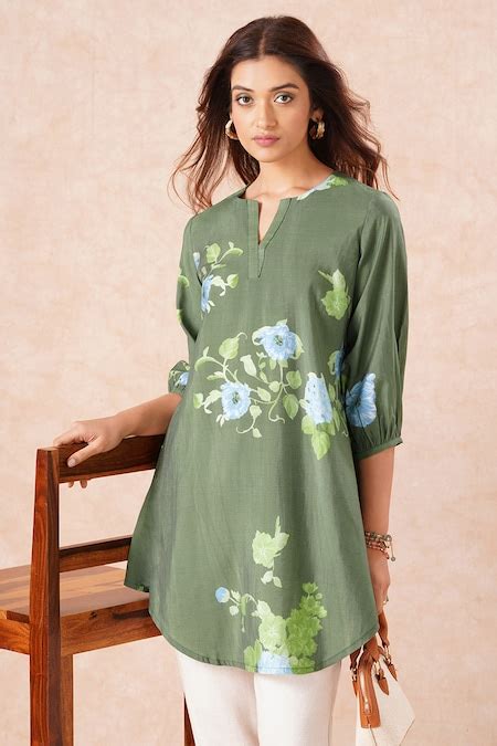 Dark Green Floral Print Relaxed Everyday Tunic - Selling Fast at ...