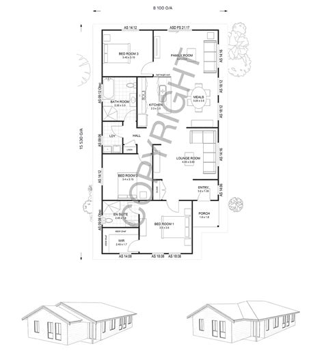 Square House Plan 3 Bedroom Floor