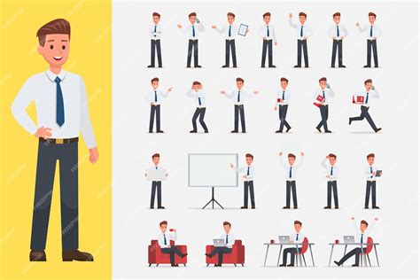Premium Vector | Business Man Working Vector Character Set