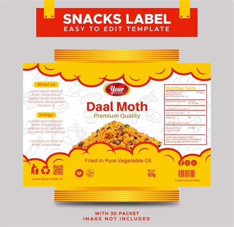 Snacks packaging label design template | Premium Vector