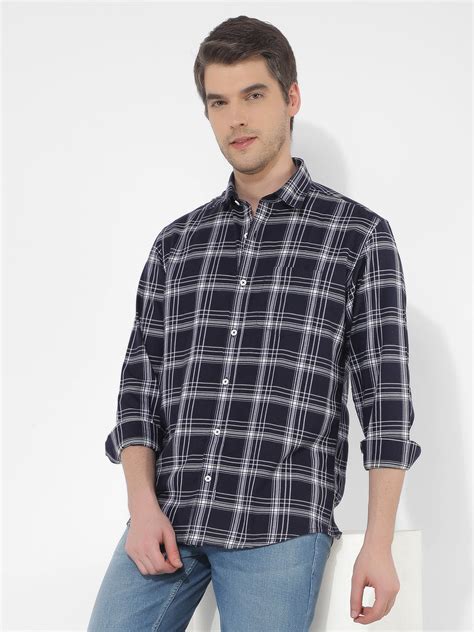 Buy Men's Checks Blue Regular Fit Shirt Online | Numero Uno