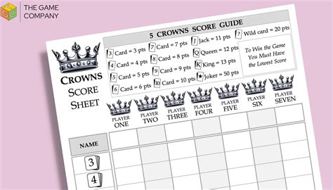 Buy 5 Crowns Score Sheet Printable 5 Crowns Score Card A4 Size Digital ...