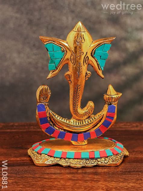 White Metal U shaped Ganesha with Gold finish - WL0881 – Wedtree