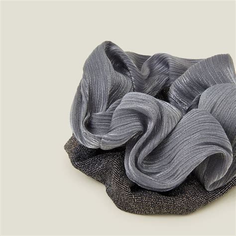 Grey Metallic Hair Scrunchies Set Of 2