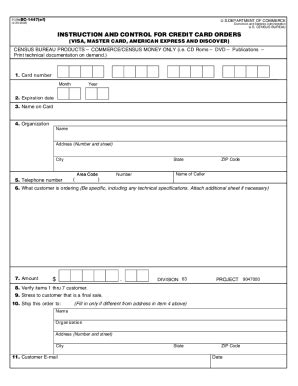 Fillable Online Instruction and Control for Credit Card Orders ...