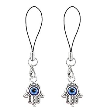 KIPZO® Pack of 2 silver Good luck Evil Eye Hamsa Hand Fatima symbol ...