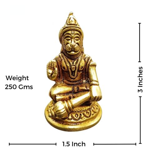 Brass Lord Small Bajrang Bali Hanuman Ji Statue Idol Golden