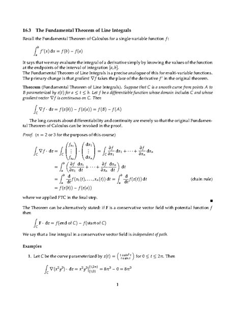 16-3fundthm - Practice material - 16 The Fundamental Theorem of Line Integrals Recall the - Studocu