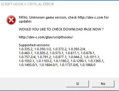 Image result for Script Hook V Error Unknown Game Version
