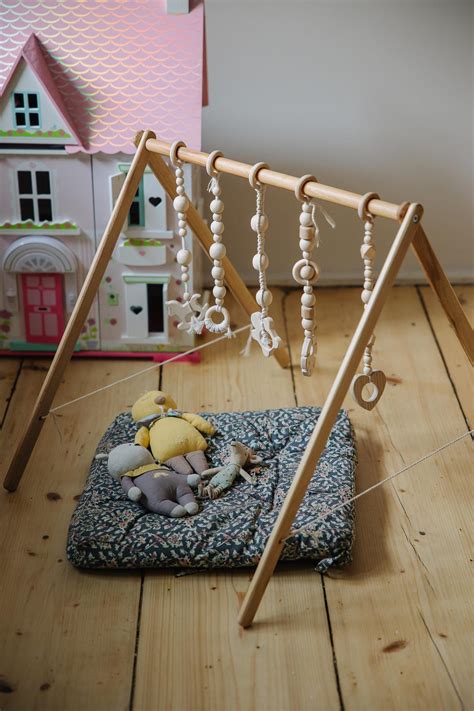 Natural Eco Wood Baby Play Gym, Floor Baby Mobile, Educational ...
