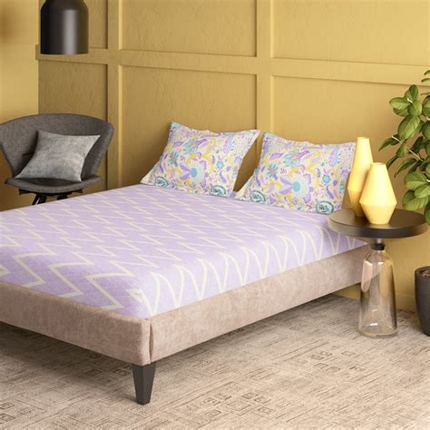 Buy PORTICO Marvella Cotton 144TC Printed 3Pcs Queen Bedsheet Set from ...
