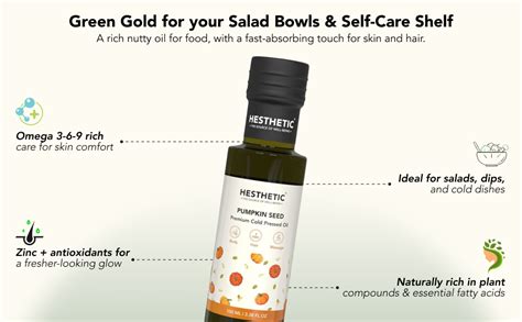 HESTHETIC Cold Pressed Pumpkin Seed Oil 100ml for Hair, Scalp & Skin ...