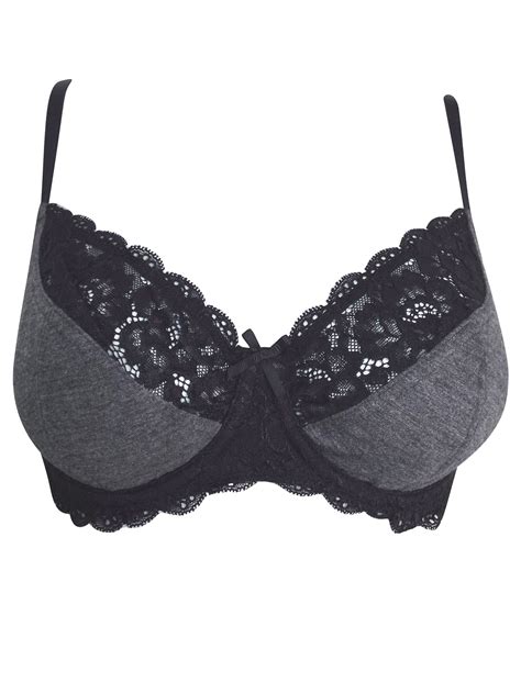 F&F - - F&F GREY Contrast Lace Wired Full Cup Bra - Size 36 (B cup)