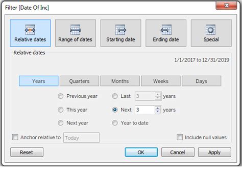 Relative Dates denotes specific Time