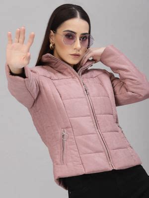 Buy Gipsy Women Mock Collar Regular Full Sleeves Suede Fabric Rose Gold ...