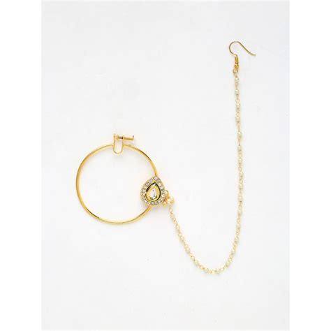 Buy RUBY RAANG STUDIO Ruby Raang Diamond Embellished Kundan Nose Ring ...