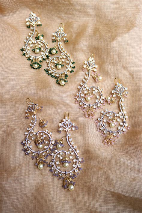 Kundan Tri Jhumka Dangler Earrings (multiple colors) – zahana