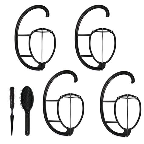 Wig Hanger with Wig Brush Combo,4 Pack Portable Hanging Wig Stand for ...