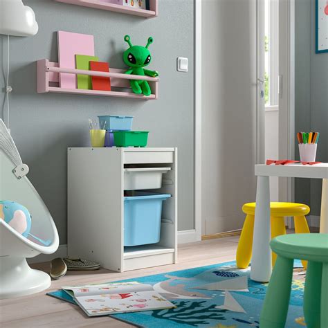 TROFAST storage combination with boxes, white/light blue, 34x44x56 cm ...