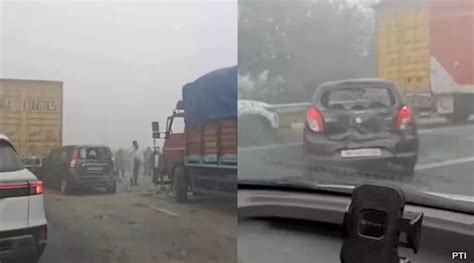 Multiple vehicles collide on Noida Expressway due to dense fog, many ...