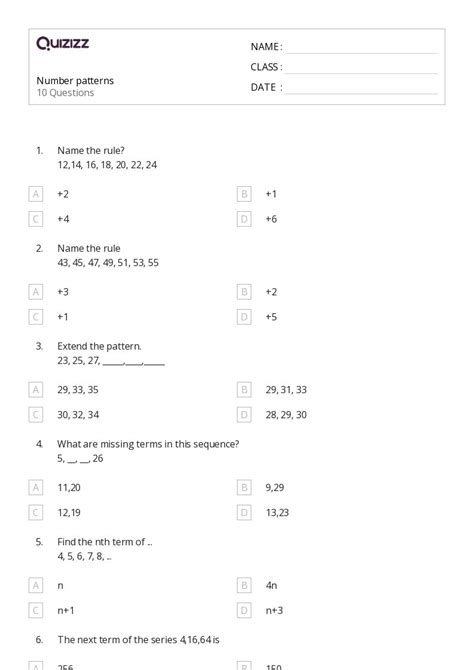 Image result for Numeric Patterns Grade 8