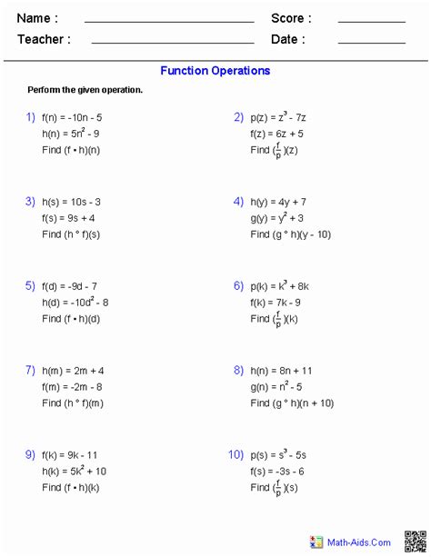 Image result for Operations with Functions Worksheet