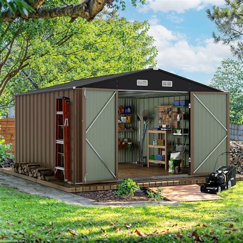 Amazon.com : Devoko 10 x 10 FT Outdoor Storage Shed, Metal Garden Sheds ...