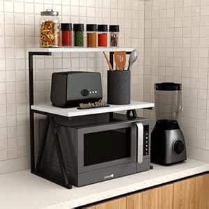 Wooden Street Ascot 2 Tier Microwave Stand | Metal and Wood Countertop ...