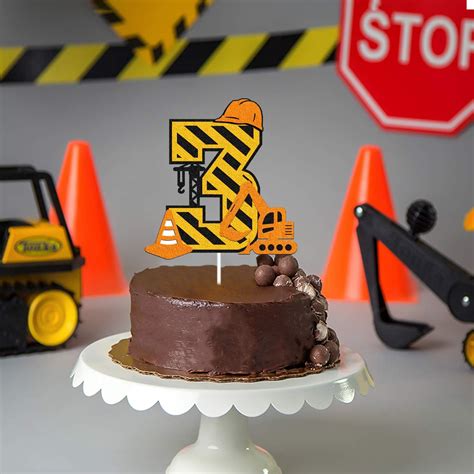 Buy Ohiviaaa Construction 3rd Birthday Cake Topper for Kids Boy Girl ...
