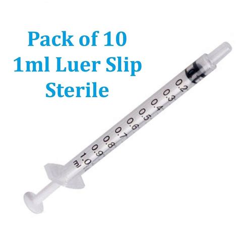 1 mL PACK of 10 LUER SLIP STERILE SYRINGES 1 cc Sterile Syringe Only ...