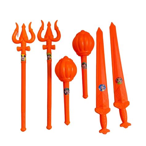 Buy Plastic 2Pcs Shiv Trishul & 2 Pcs Hanumanji Gada & 2 Pcs Sword Toy ...