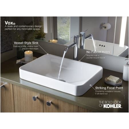 Kohler K-5373-96 Vox 22-5/8" Rectangular Vitreous China Vessel or Drop ...