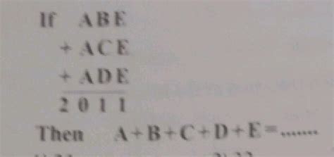 जर ABE +ACE +ABK =2011 तर A+B+C+B+E=...... - Brainly.in
