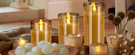 LTETTES LED Glass Cup Pillar Flameless Electric Candles With Flickering ...